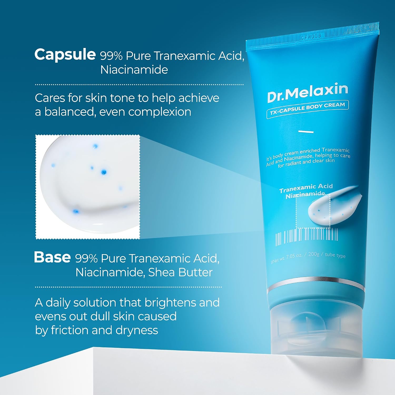 Transform Your Skin with TX Capsule Body Cream – 99% Pure Tranexamic Acid & Niacinamide for Brightening Dark Spots, Uneven Tone & Dullness | Luxurious Non-Greasy Body Lotion for Radiant Skin