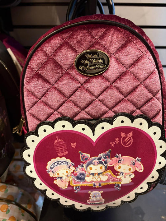 Her Universe Kuromi My Melody & My Sweet Piano Velvet Mini Backpack