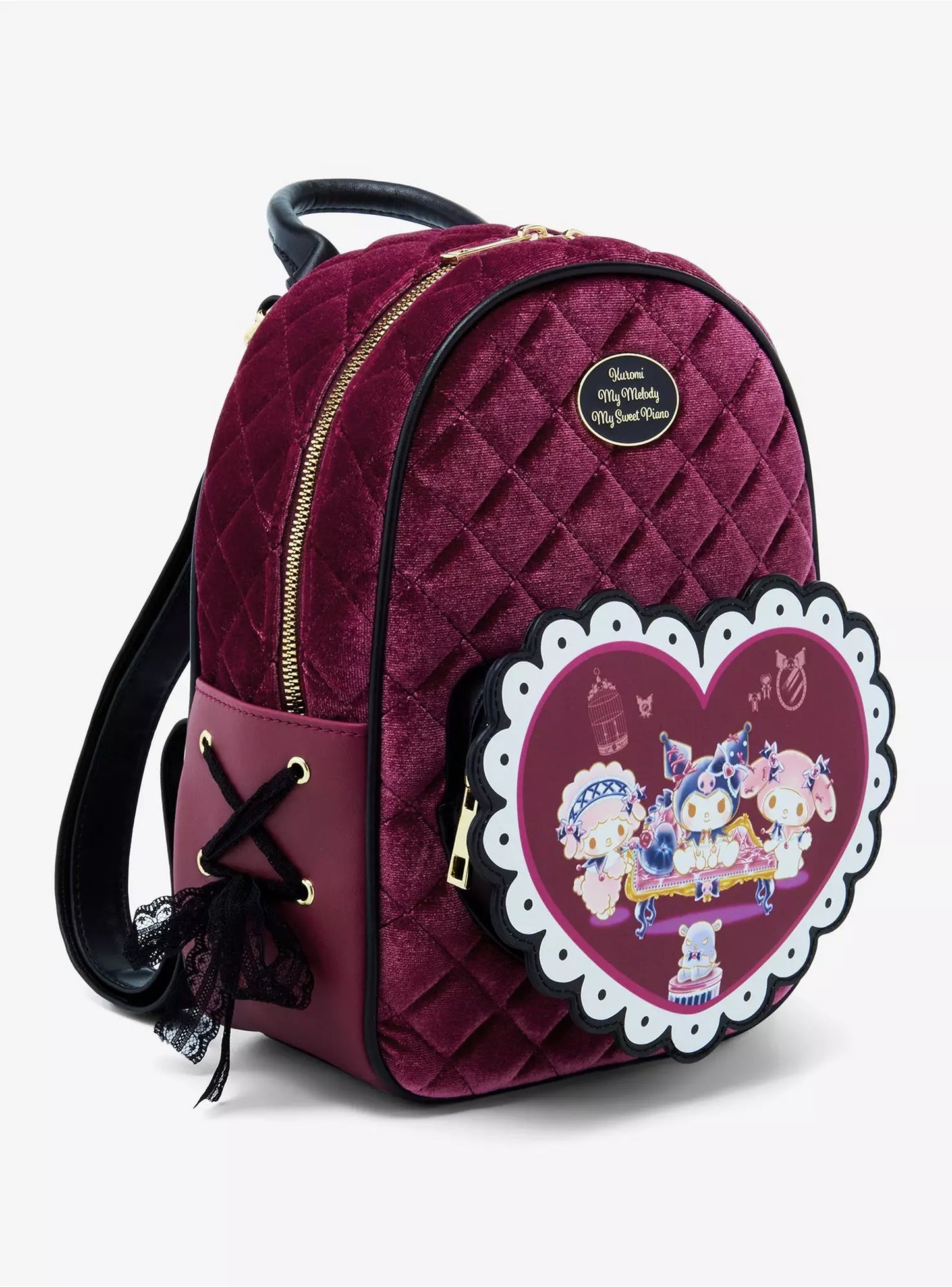 Her Universe Kuromi My Melody & My Sweet Piano Velvet Mini Backpack