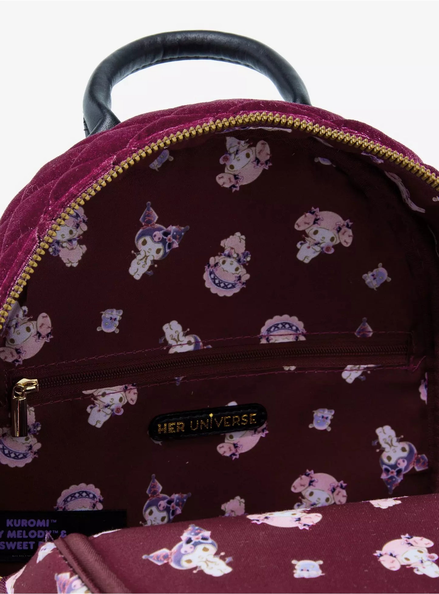 Her Universe Kuromi My Melody & My Sweet Piano Velvet Mini Backpack