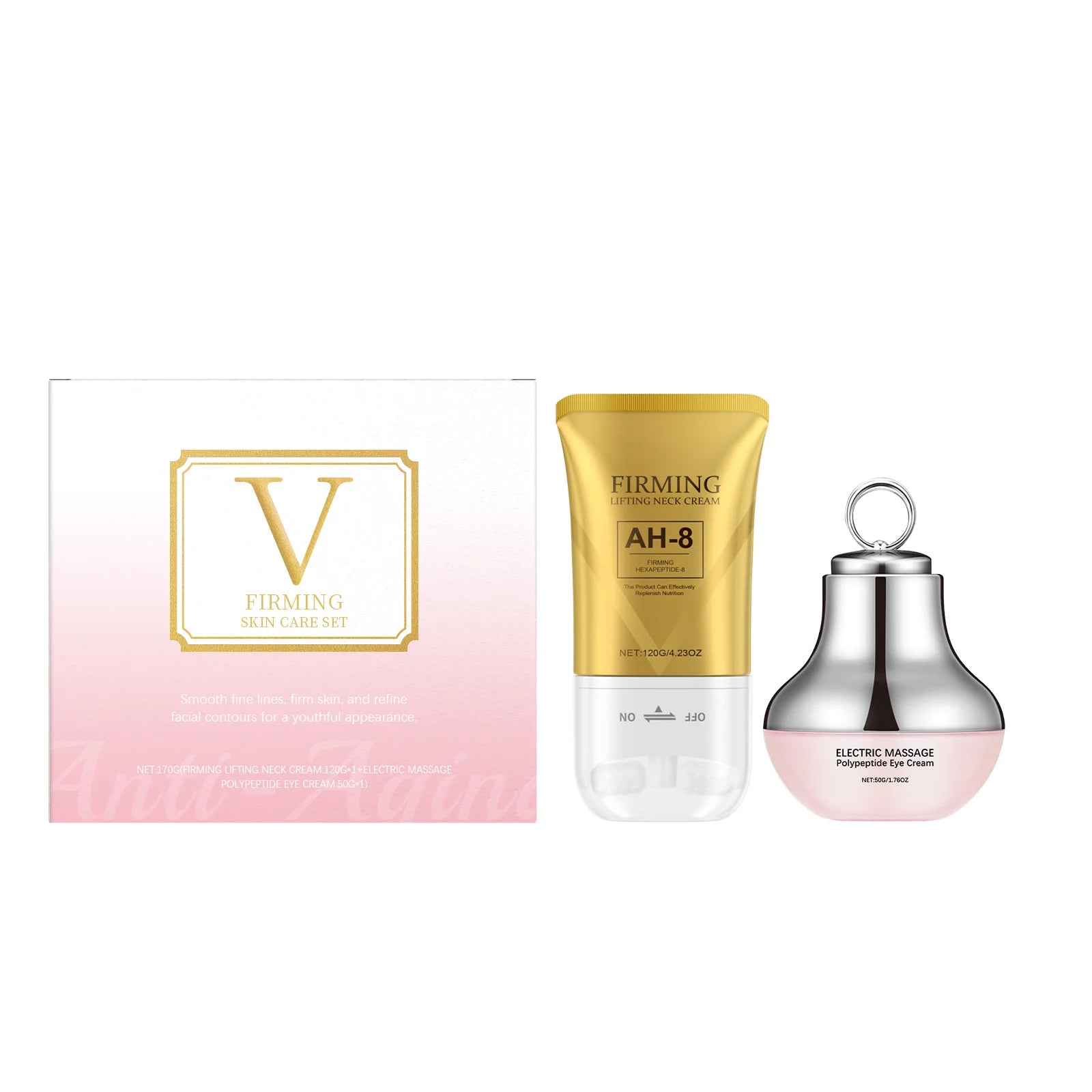 Revitalize Your Skin with the AH-8 Neck Eye Care Set - Electric Massage Eye Cream & Firming Neck Lotion for Smooth, Youthful Skin