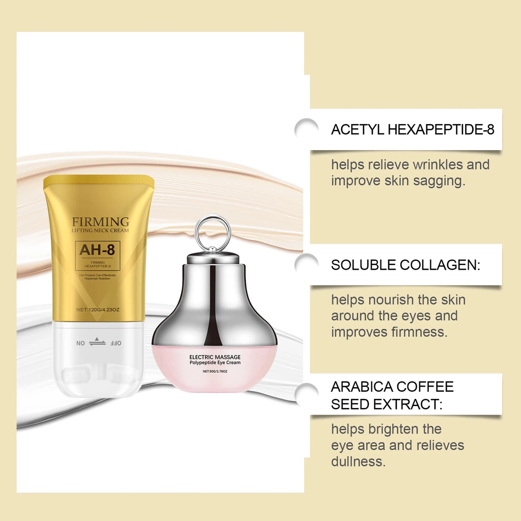 Revitalize Your Skin with the AH-8 Neck Eye Care Set - Electric Massage Eye Cream & Firming Neck Lotion for Smooth, Youthful Skin