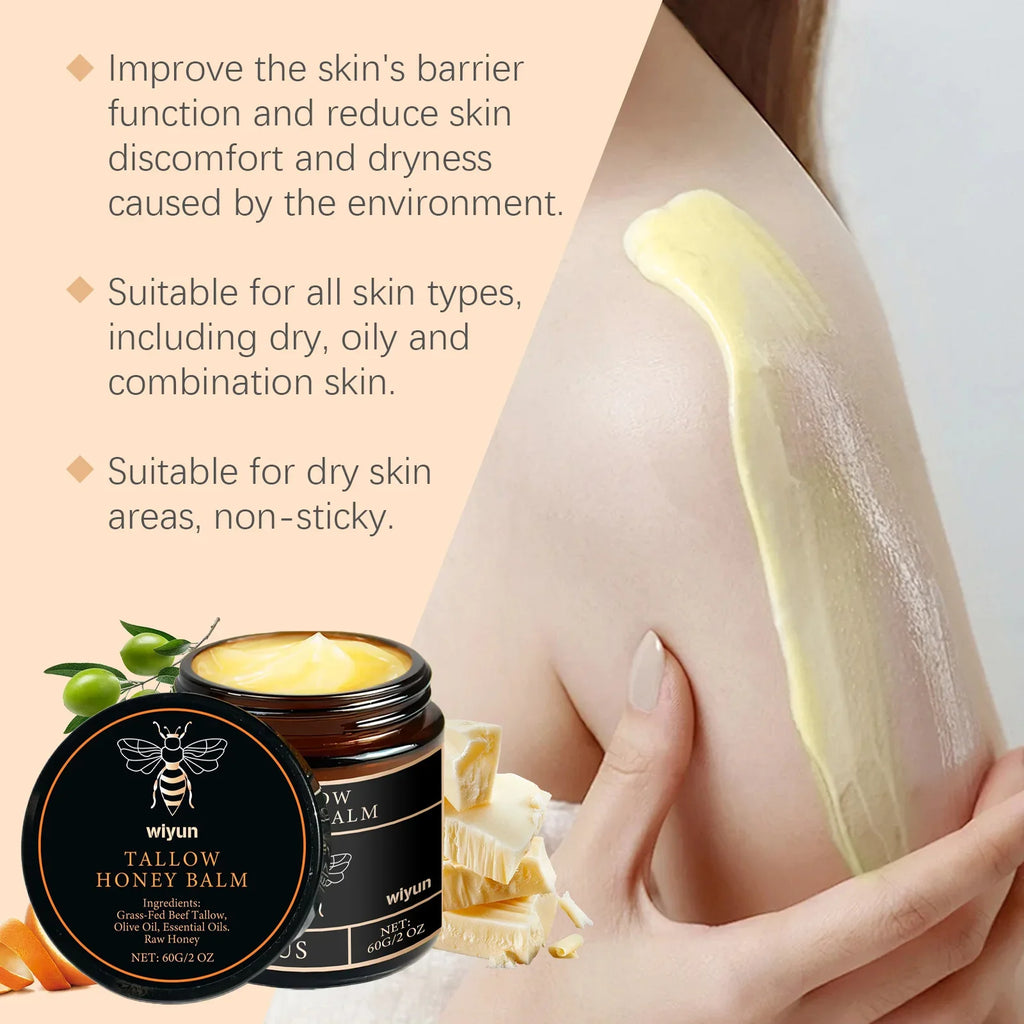 Revitalize Your Skin with WIYUN Beef Tallow Honey Moisturizing Cream - Anti-Aging, Soothing, and Brightening Care