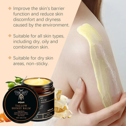 Revitalize Your Skin with WIYUN Beef Tallow Honey Moisturizing Cream - Anti-Aging, Soothing, and Brightening Care