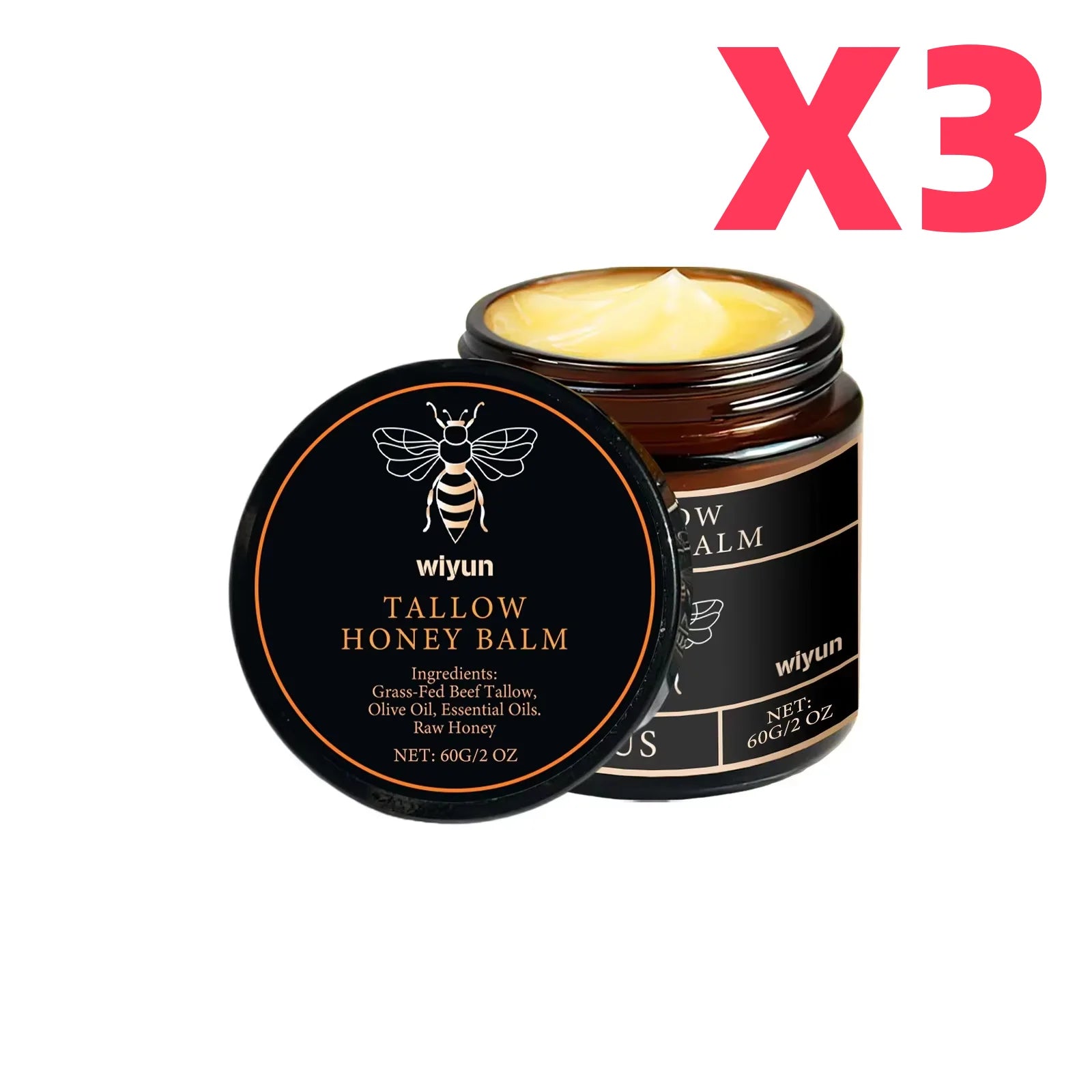 Revitalize Your Skin with WIYUN Beef Tallow Honey Moisturizing Cream - Anti-Aging, Soothing, and Brightening Care