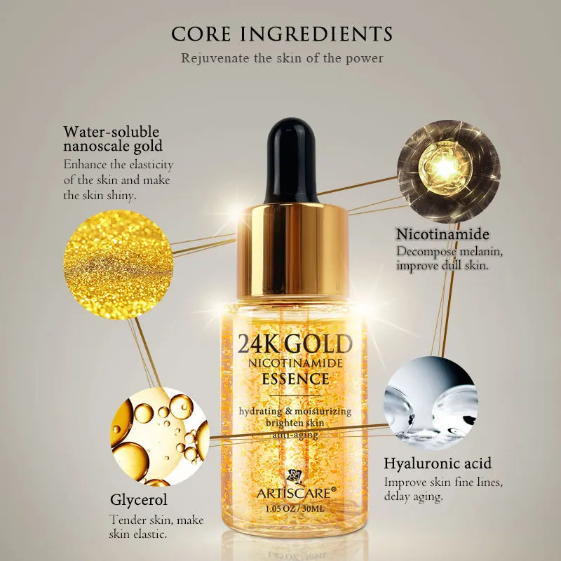 Revitalize Your Skin with the 24K Gold Skincare Set: Moisturizing Face Cream, Eye Cream & Peptide Serum for Dark Circles